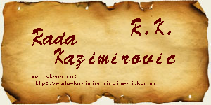 Rada Kazimirović vizit kartica